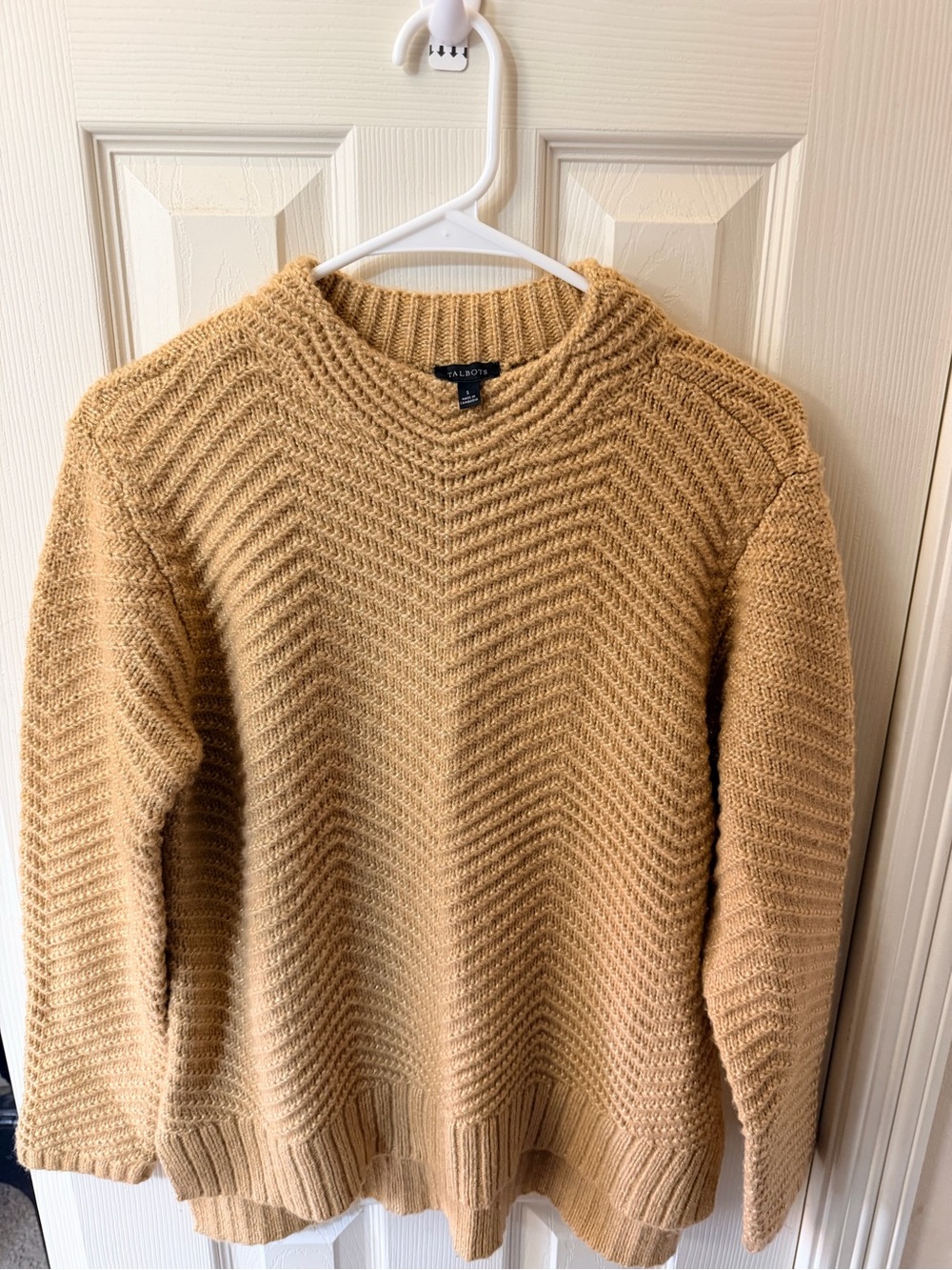 Talbots Camel Textured Mock Turtleneck Sweater
